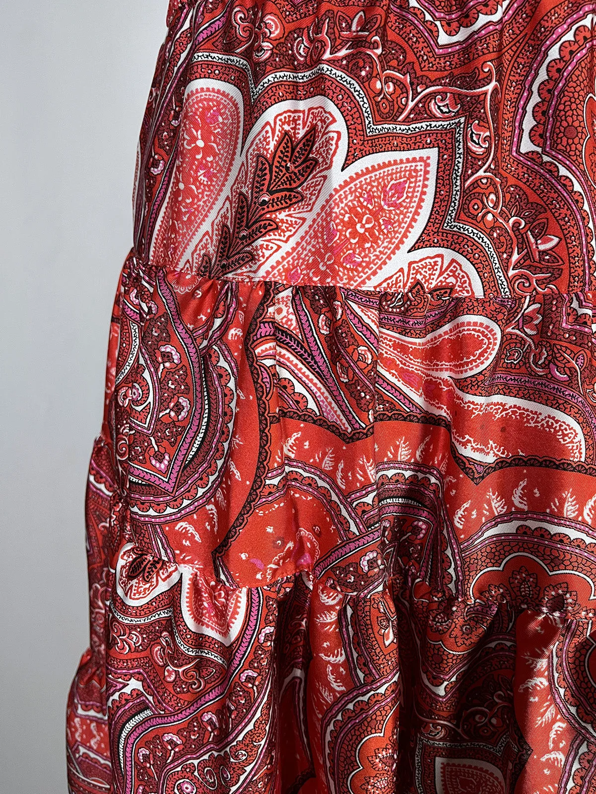 LAUREN Ralph Lauren Size 14 Red & White Paisley Skirt NWT