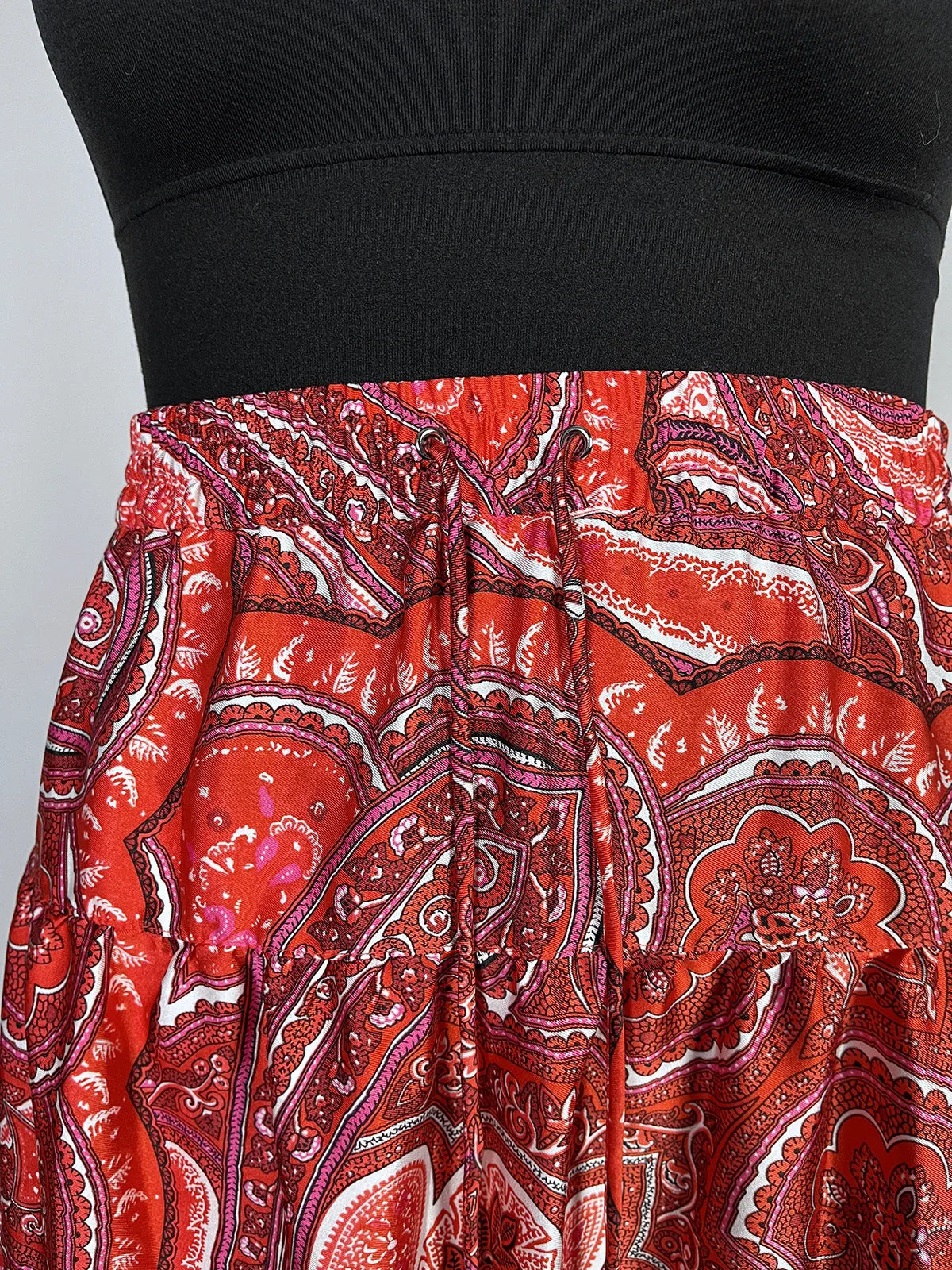 LAUREN Ralph Lauren Size 14 Red & White Paisley Skirt NWT