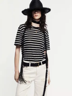 Linen Distressed Detail T-shirt