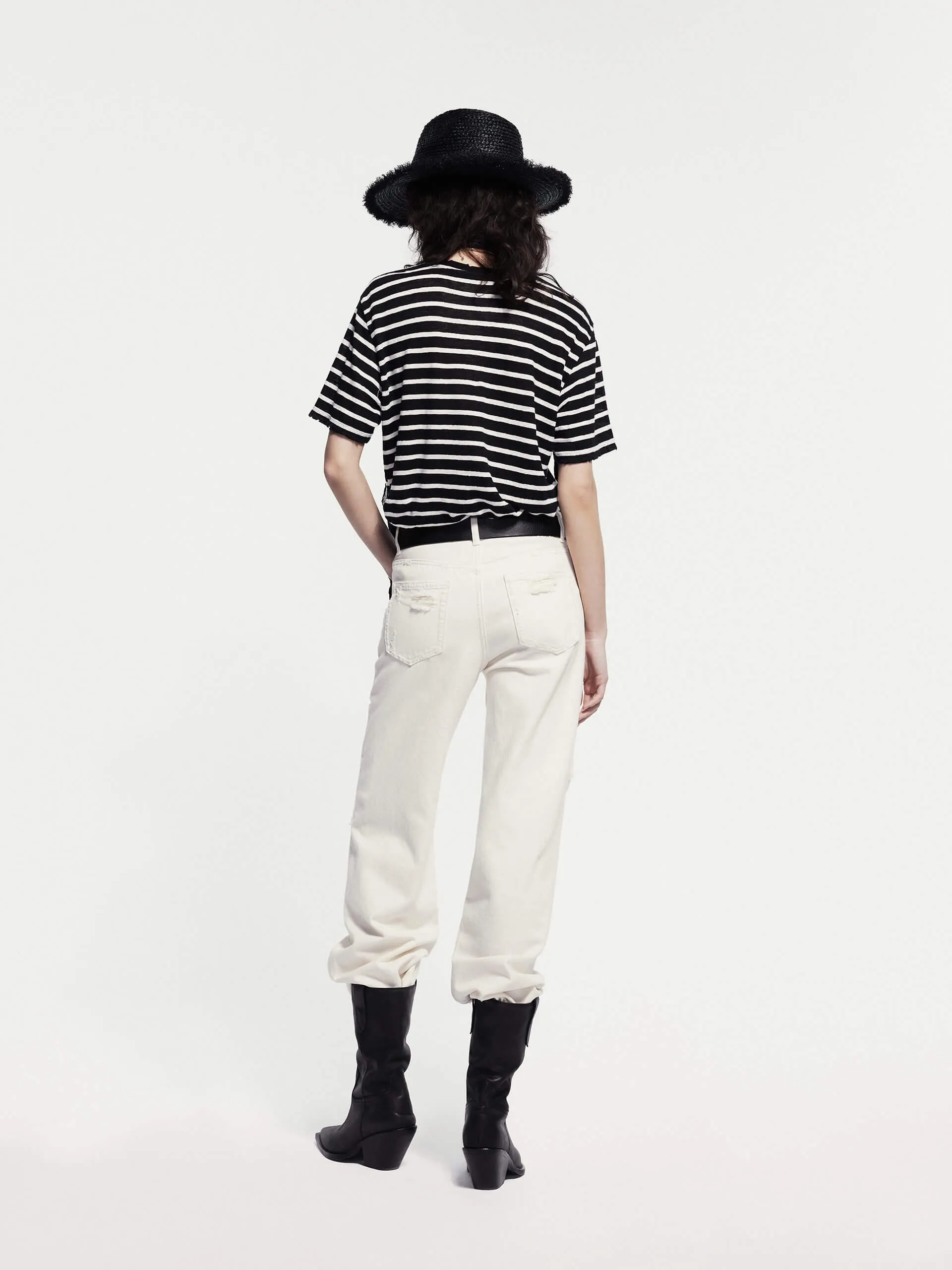 Linen Distressed Detail T-shirt