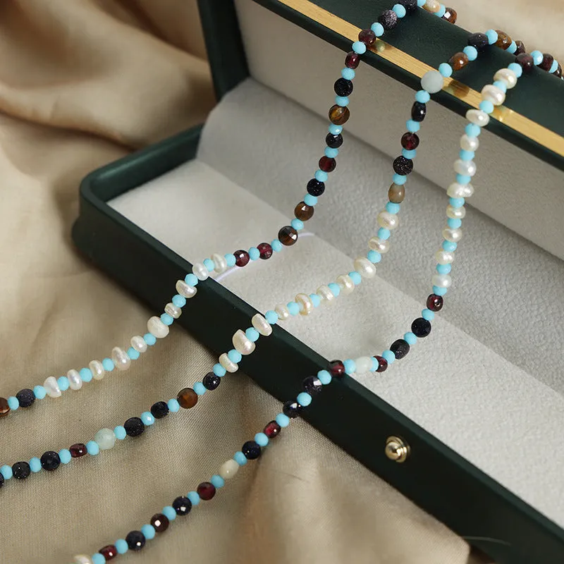 Luxurious French Style Handcrafted Agate Beaded Necklace for Women