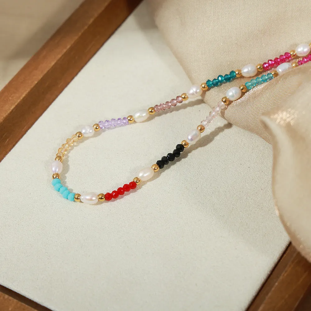 Luxurious Handcrafted Necklace with Titanium Steel Beads and Freshwater Pearls