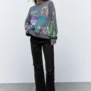Madelyn Graphic Print Oversized Sweatshirt