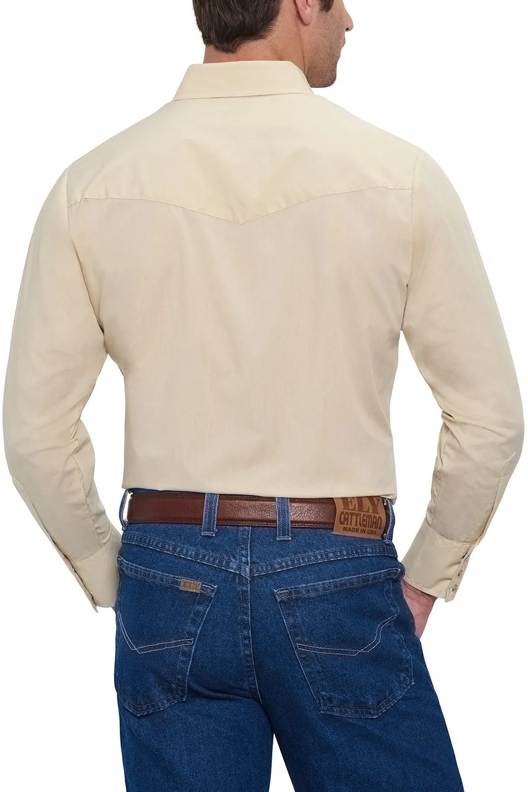 Men's Ely Cattleman Long Sleeve Solid Western Snap Shirt