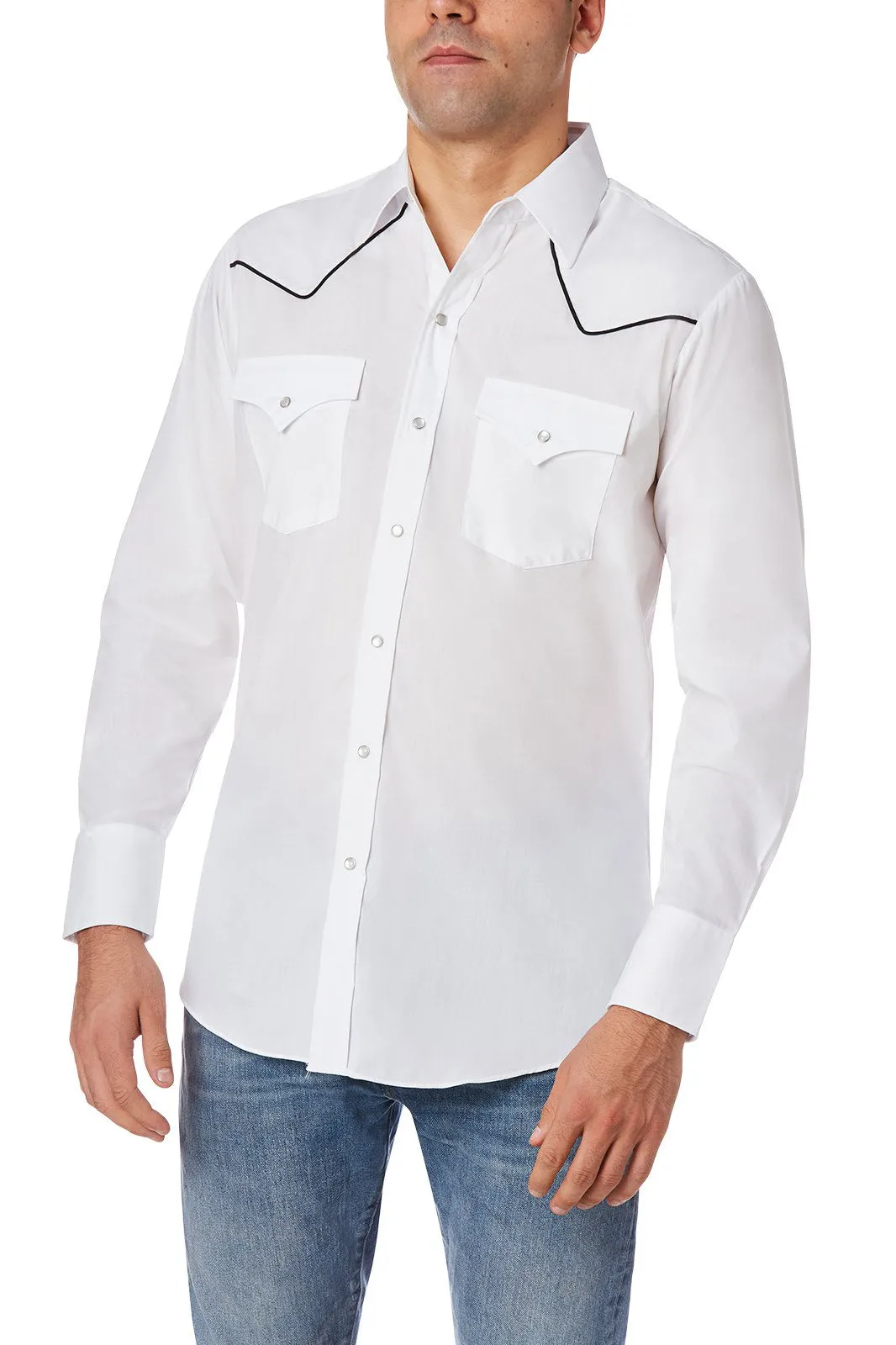 Men's Ely Cattleman Long Sleeve Western Snap Shirt with Contrast Piping