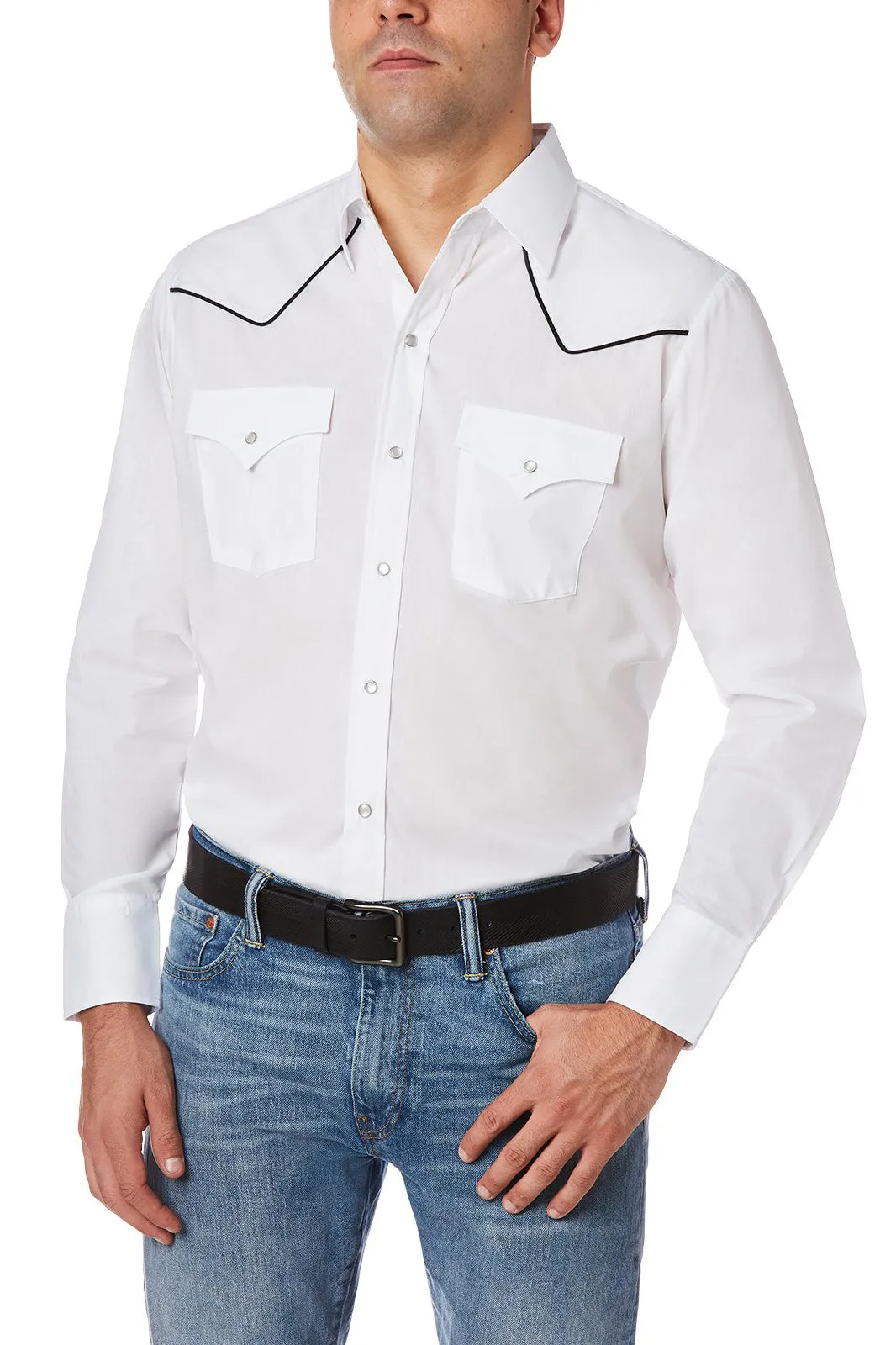 Men's Ely Cattleman Long Sleeve Western Snap Shirt with Contrast Piping