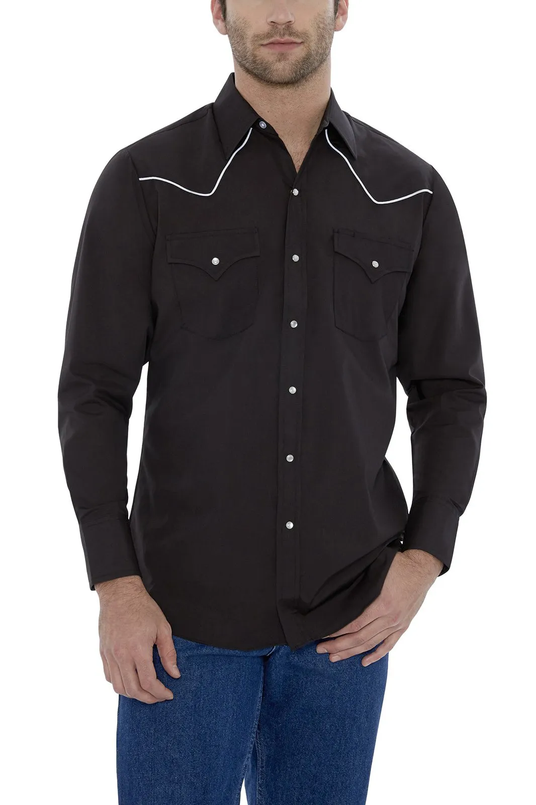 Men's Ely Cattleman Long Sleeve Western Snap Shirt with Contrast Piping