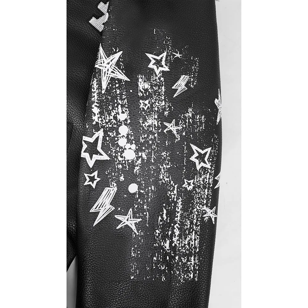 MLB LOS ANGELES DODGERS SKETCHBOOK WOMEN'S LEATHER JACKET (BLACK)