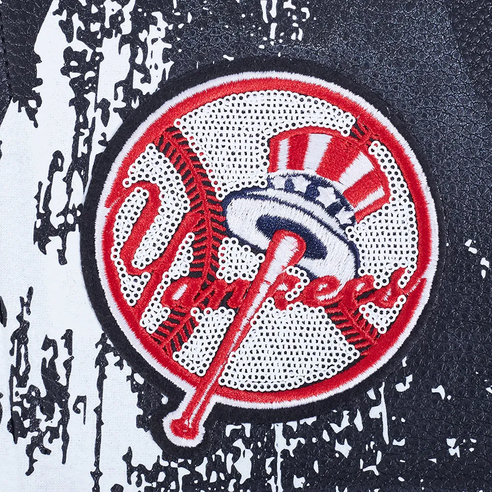 MLB NEW YORK YANKEES SKETCHBOOK WOMEN'S LEATHER JACKET (BLACK)