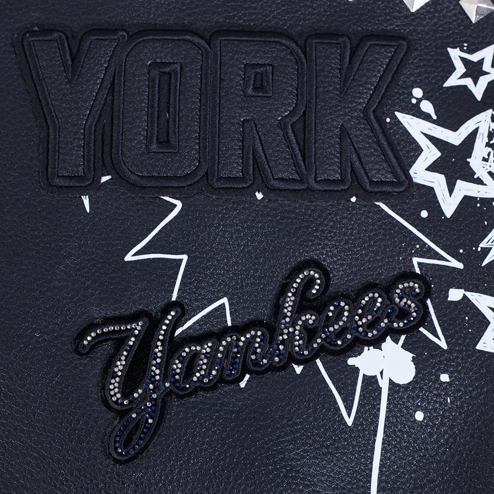 MLB NEW YORK YANKEES SKETCHBOOK WOMEN'S LEATHER JACKET (BLACK)