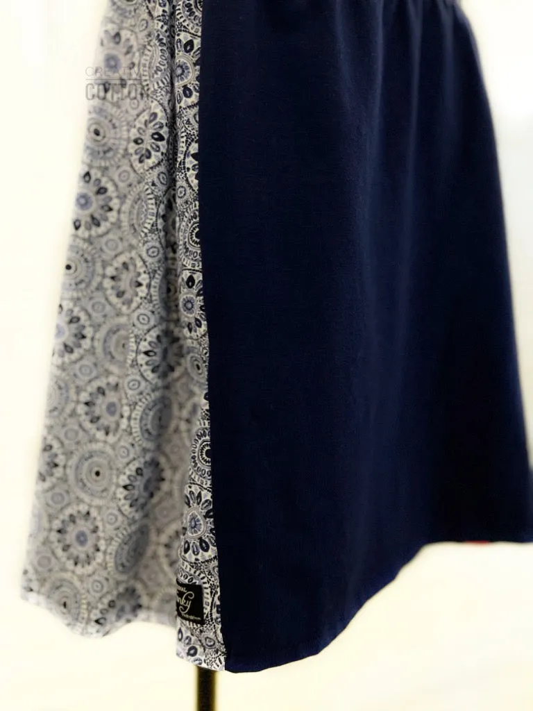 Navy Aztec Funky Knit Skirt