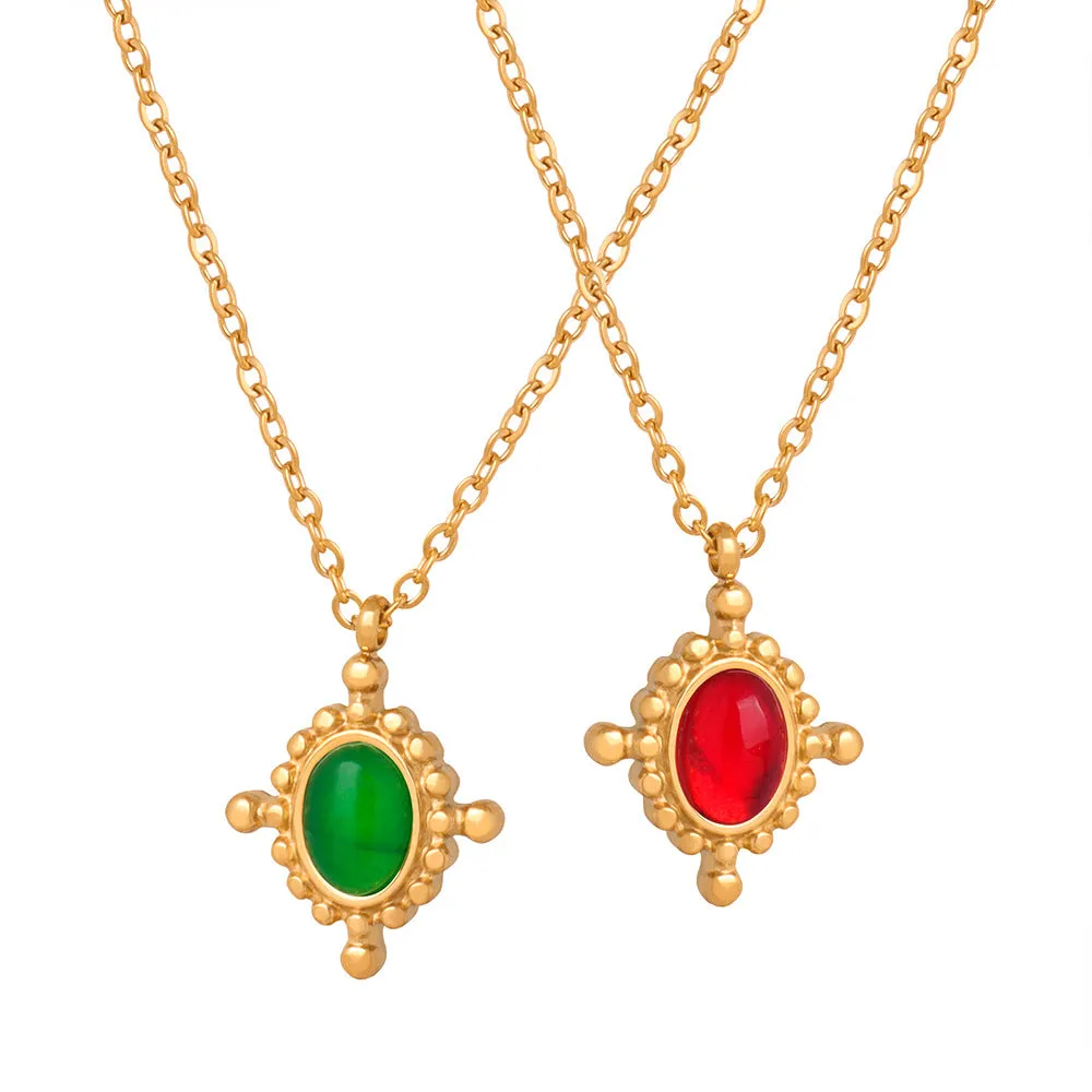 Opulent French Retro Gold-Plated Agate Collar Necklace for Women