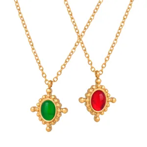 Opulent French Retro Gold-Plated Agate Collar Necklace for Women