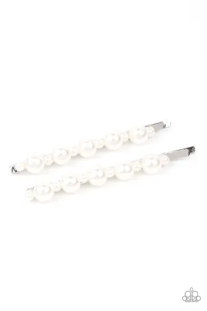 Put A Pin In It - White Hair Clip - Paparazzi Accessories