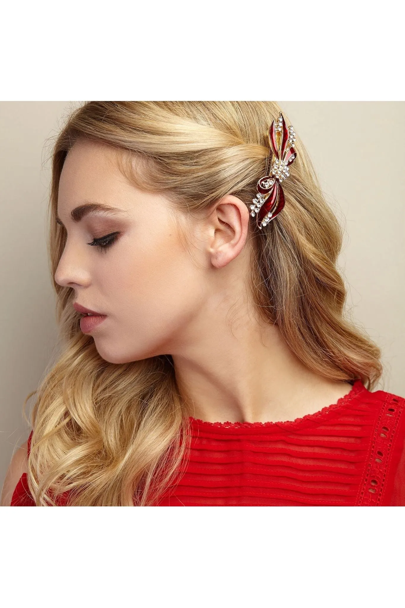 QueenMee Accessories Bow Hair Clip With Diamante