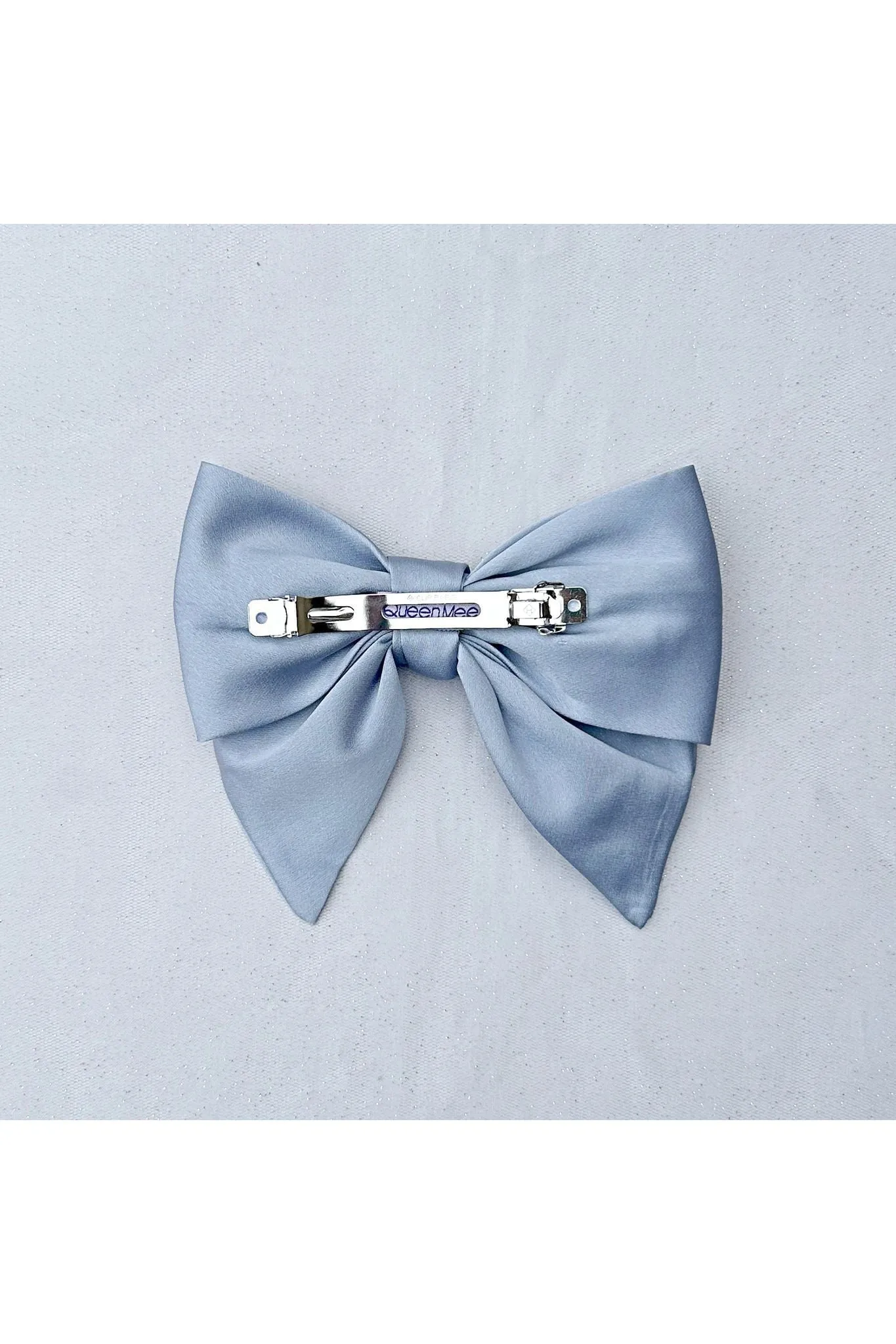 Queenmee Hair Accessories Light Blue Satin Hair Bow Light Blue Hair Clip