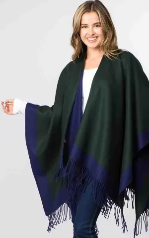 RA92B6 Border Stipe Design Ruana Shawl