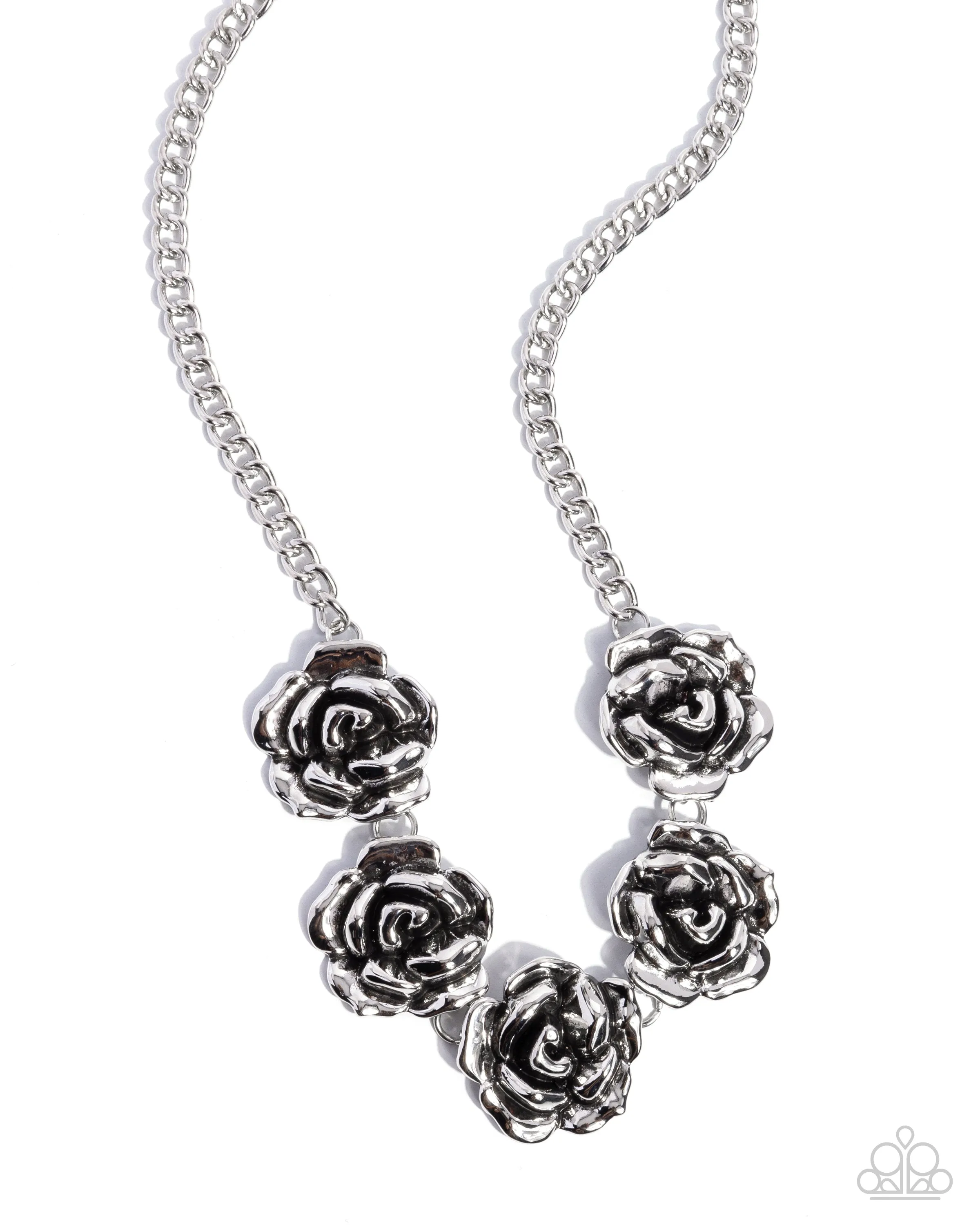 Refreshing Roses - Silver Necklace - Paparazzi Accessories