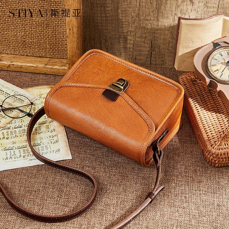 Retro Cowhide Crossbody Envelope Small Square Bag