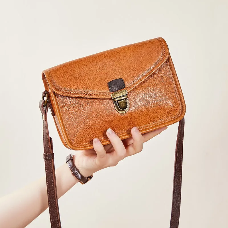 Retro Cowhide Crossbody Envelope Small Square Bag
