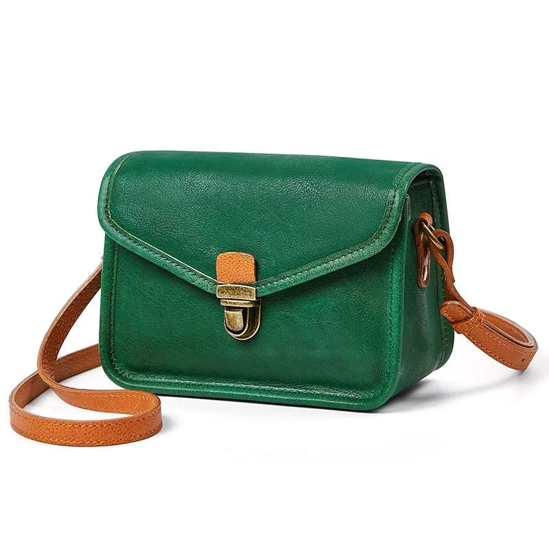 Retro Cowhide Crossbody Envelope Small Square Bag