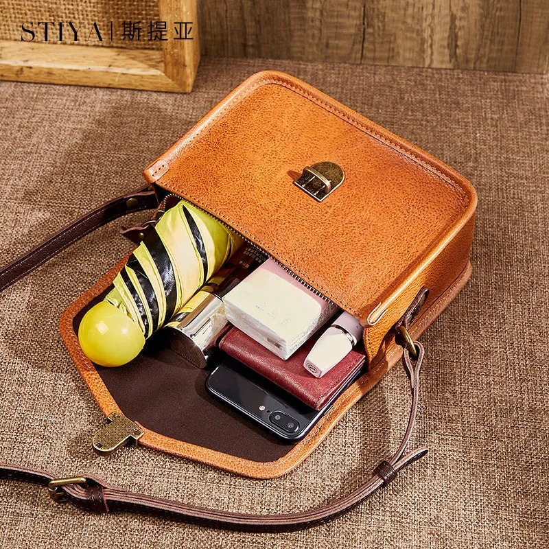 Retro Cowhide Crossbody Envelope Small Square Bag