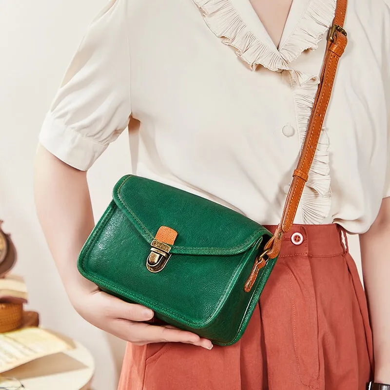 Retro Cowhide Crossbody Envelope Small Square Bag