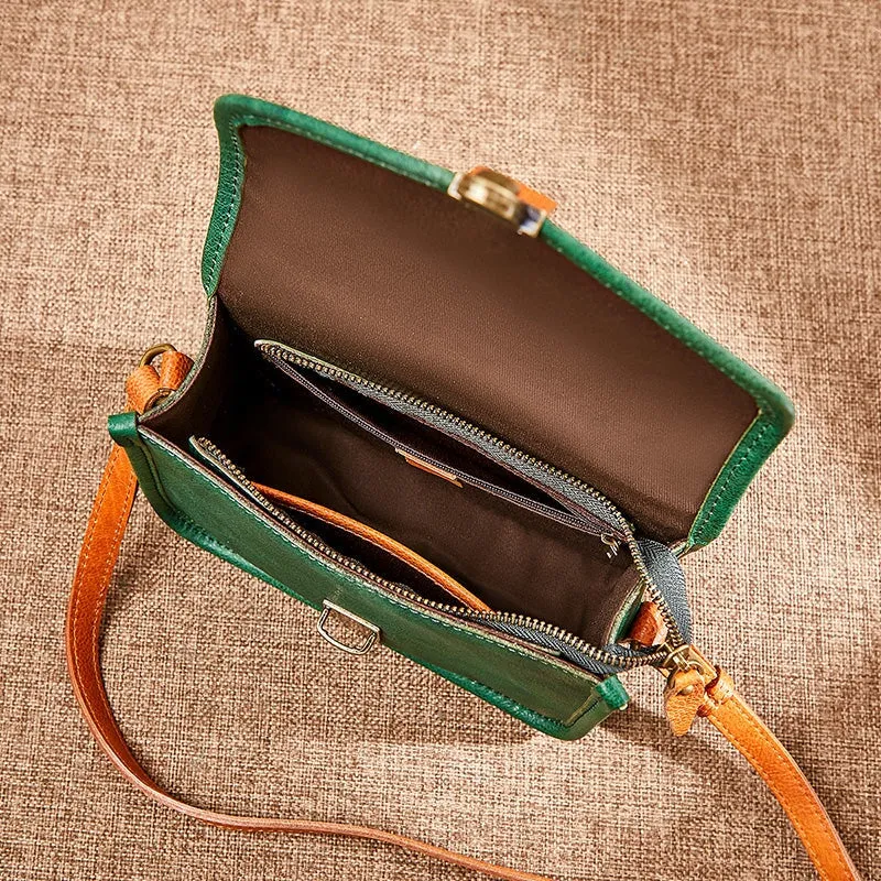 Retro Cowhide Crossbody Envelope Small Square Bag
