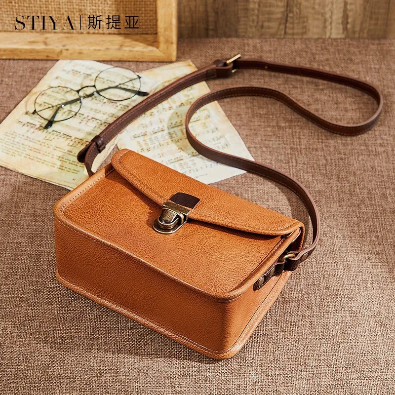 Retro Cowhide Crossbody Envelope Small Square Bag