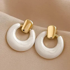 Retro Simple Geometric Circle Stud Earrings Women Luxury Quality Jewelry Piercing Ear Accessories for Women Earrings Trend New