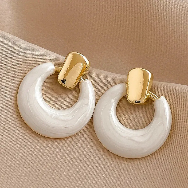 Retro Simple Geometric Circle Stud Earrings Women Luxury Quality Jewelry Piercing Ear Accessories for Women Earrings Trend New