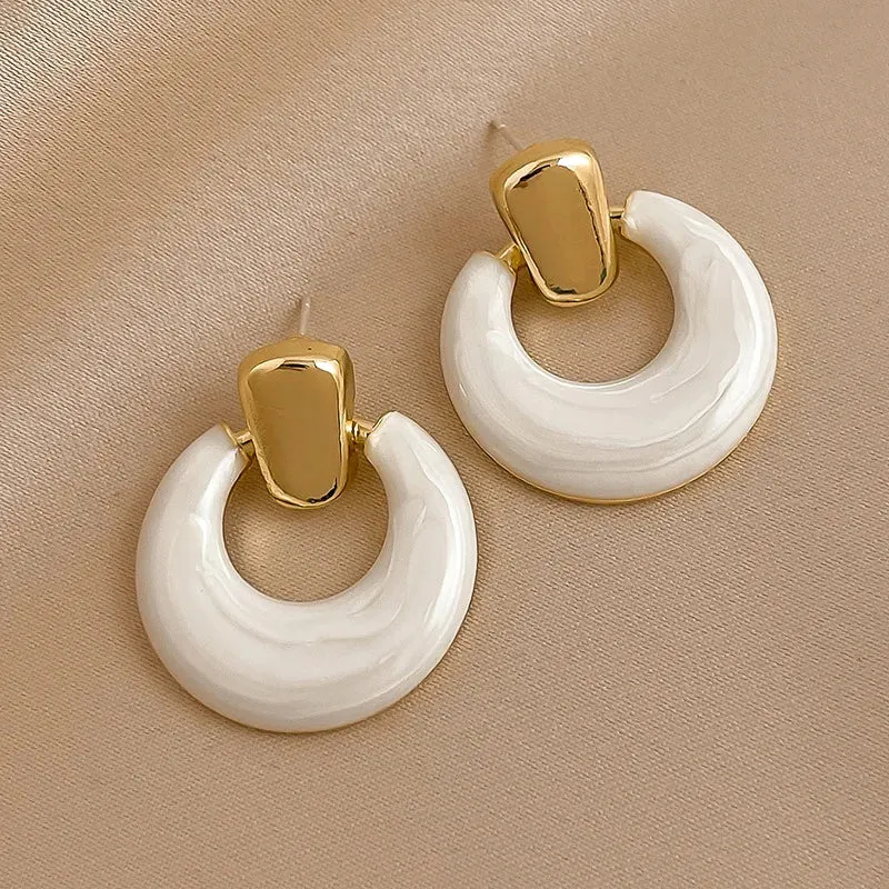 Retro Simple Geometric Circle Stud Earrings Women Luxury Quality Jewelry Piercing Ear Accessories for Women Earrings Trend New