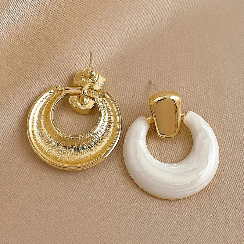 Retro Simple Geometric Circle Stud Earrings Women Luxury Quality Jewelry Piercing Ear Accessories for Women Earrings Trend New