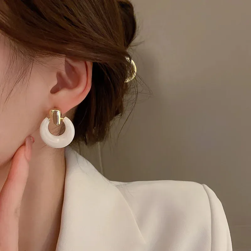 Retro Simple Geometric Circle Stud Earrings Women Luxury Quality Jewelry Piercing Ear Accessories for Women Earrings Trend New