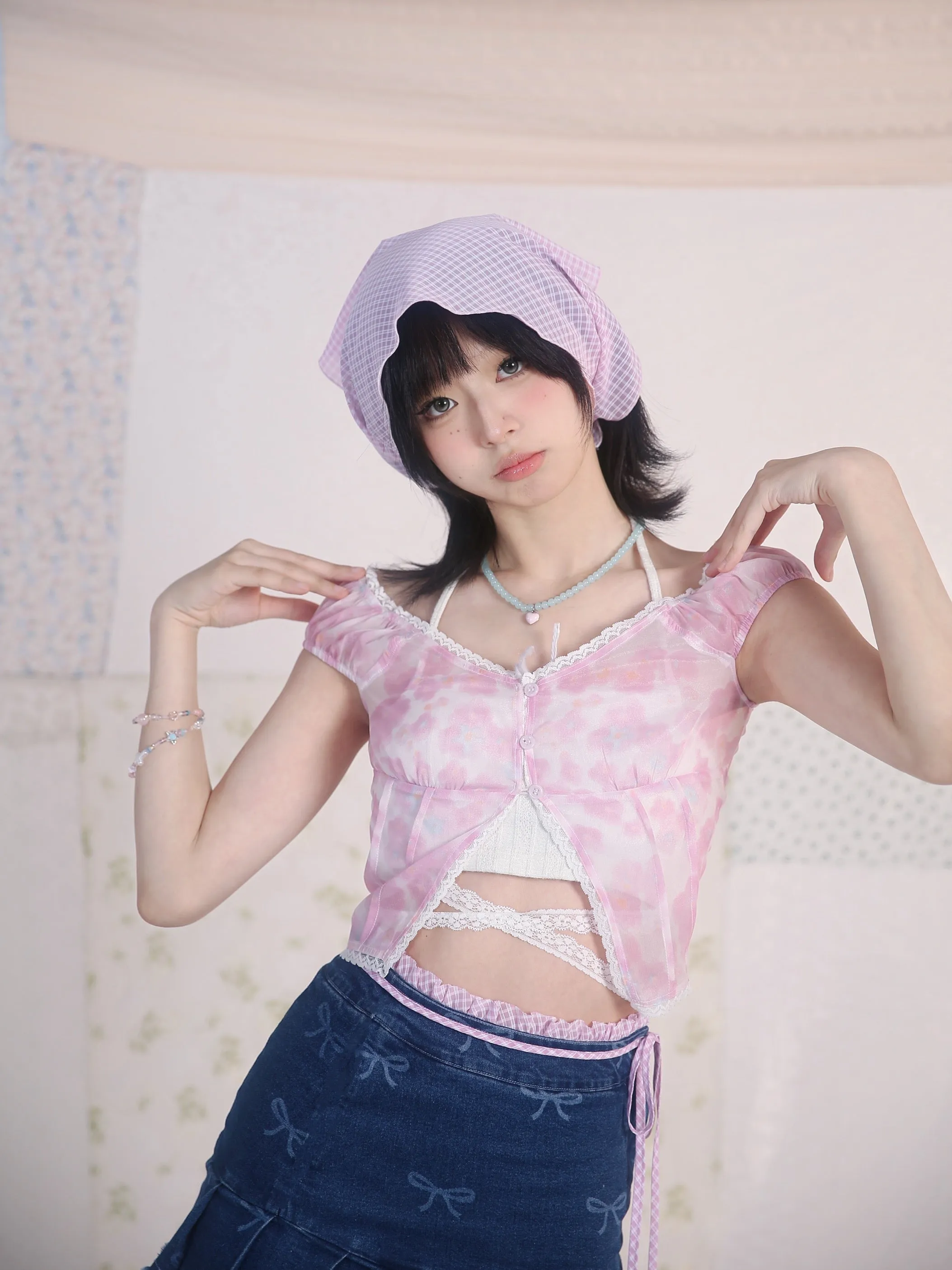 [Rose Island]Dreamy Mesh Lace Dress Set