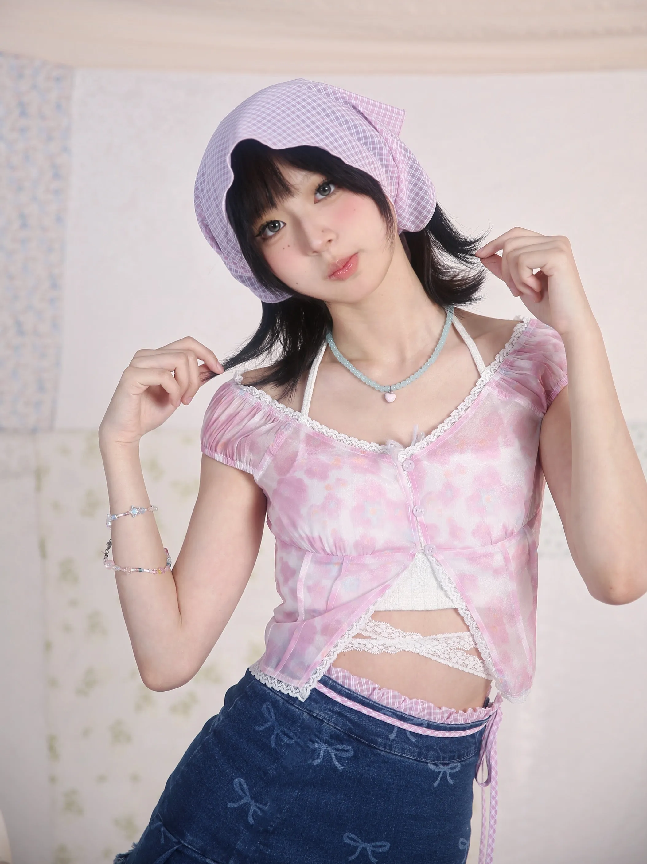 [Rose Island]Dreamy Mesh Lace Dress Set
