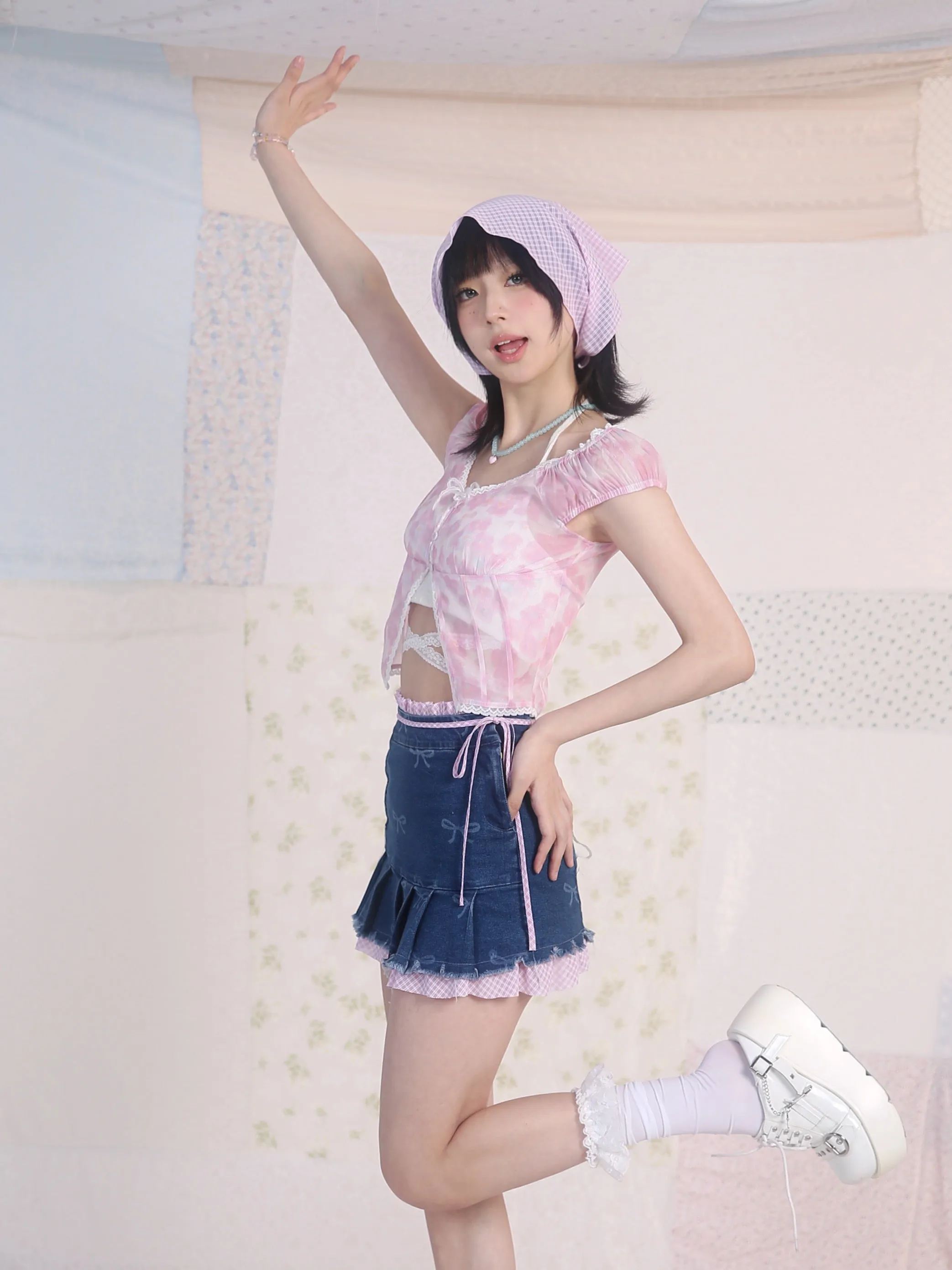 [Rose Island]Dreamy Mesh Lace Dress Set