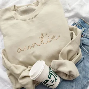 Script Auntie Embroidered Gemma Crewneck Sweatshirt