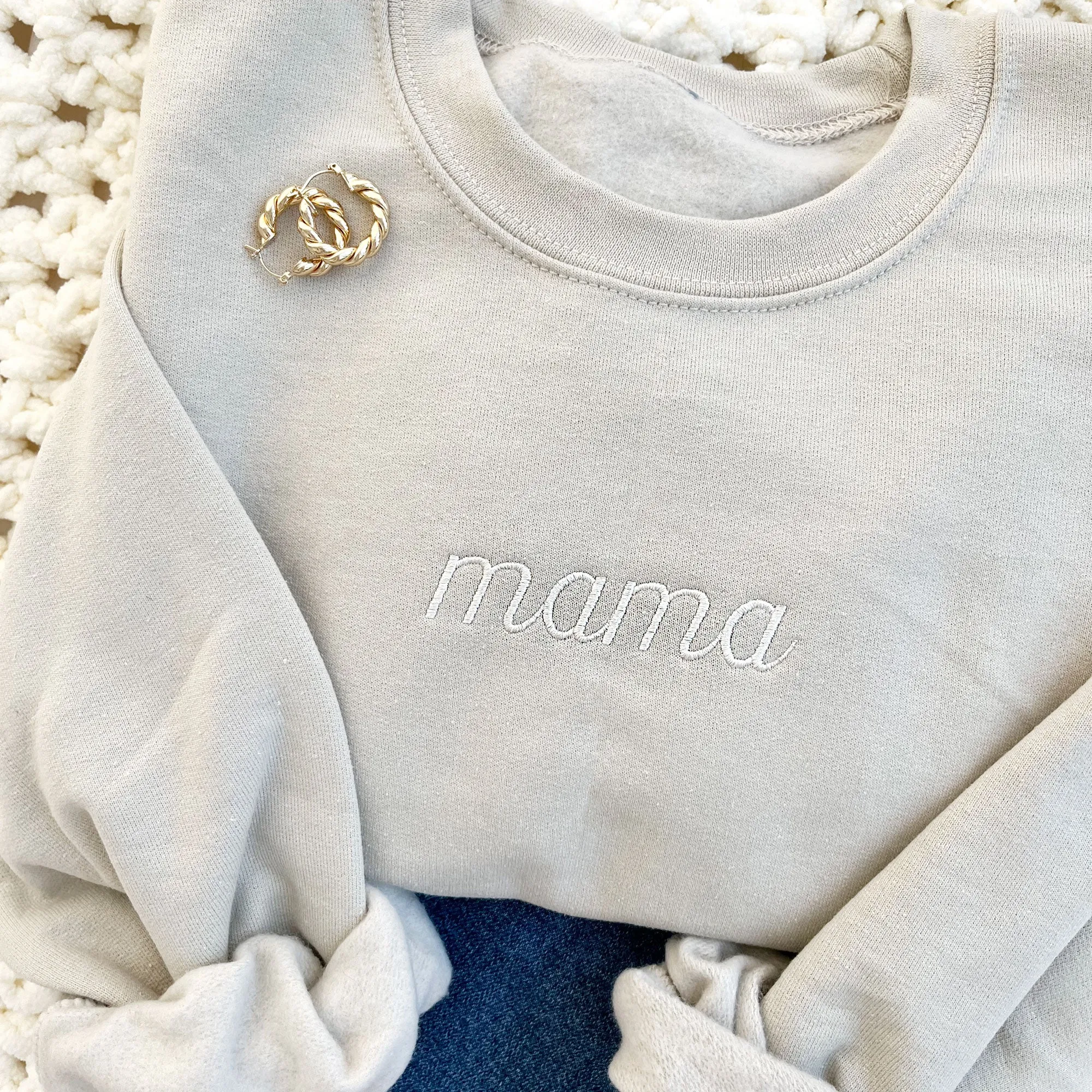 Script Mama Embroidered Gemma Crewneck Sweatshirt