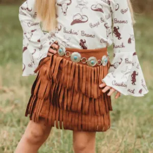 Shea Baby Brown Suede Fringe Skirt