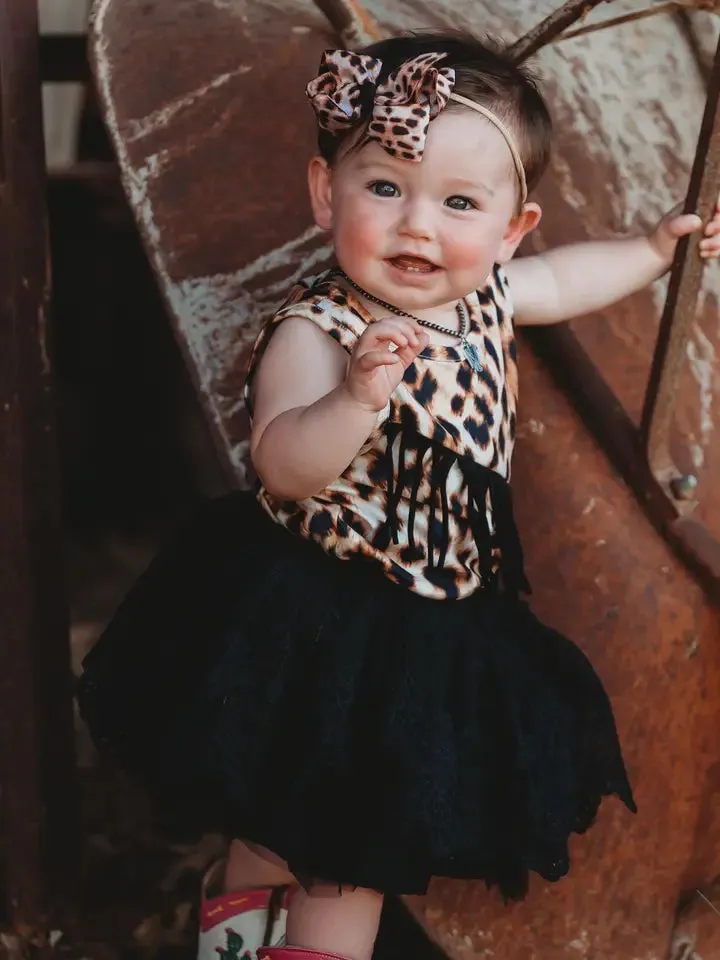 Shea Baby Leopard Sueded Fringe Onesie or Shirt