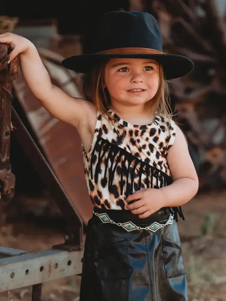 Shea Baby Leopard Sueded Fringe Onesie or Shirt