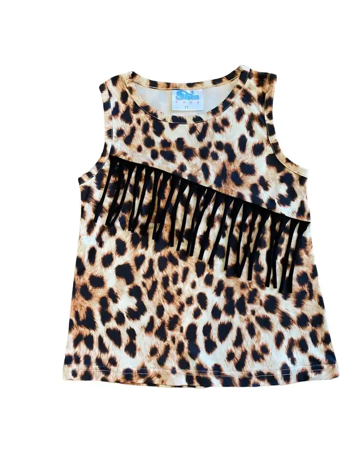 Shea Baby Leopard Sueded Fringe Onesie or Shirt