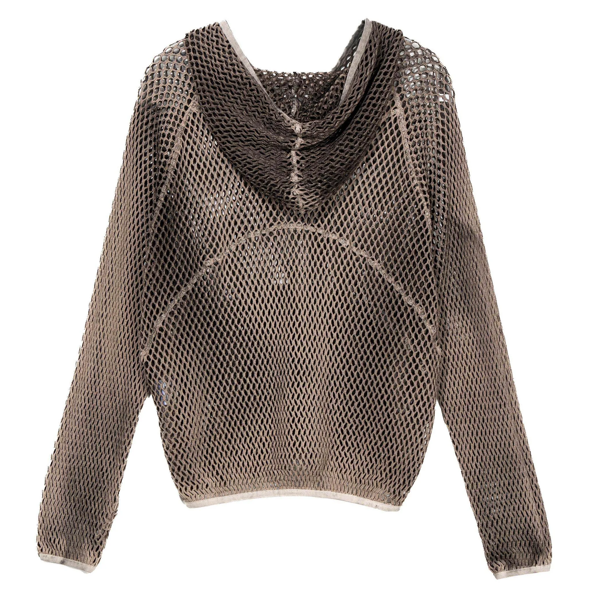 SPRAY-DYED MESH HOODIE / STONE BEIGE