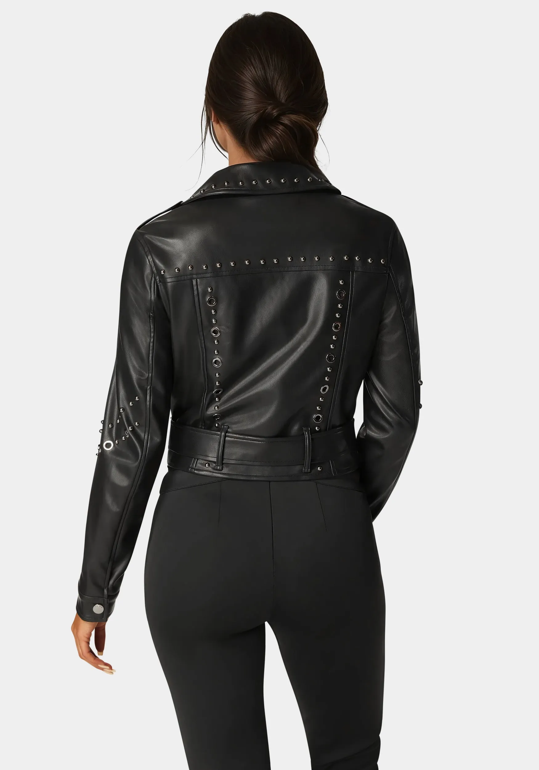 Studded Vegan Leather Moto Jacket