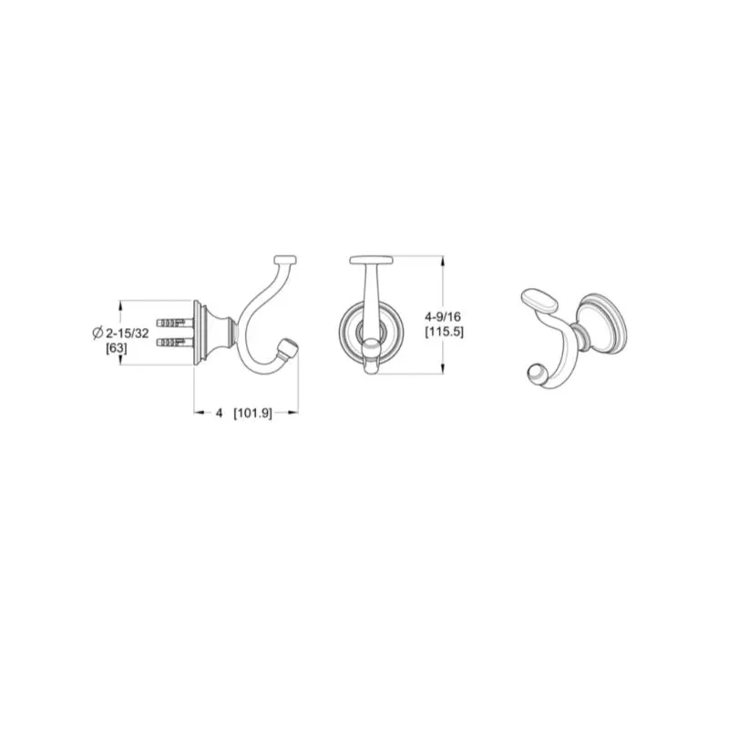Tisbury 2.47" J-Hook Robe Hook in Brushed Gold