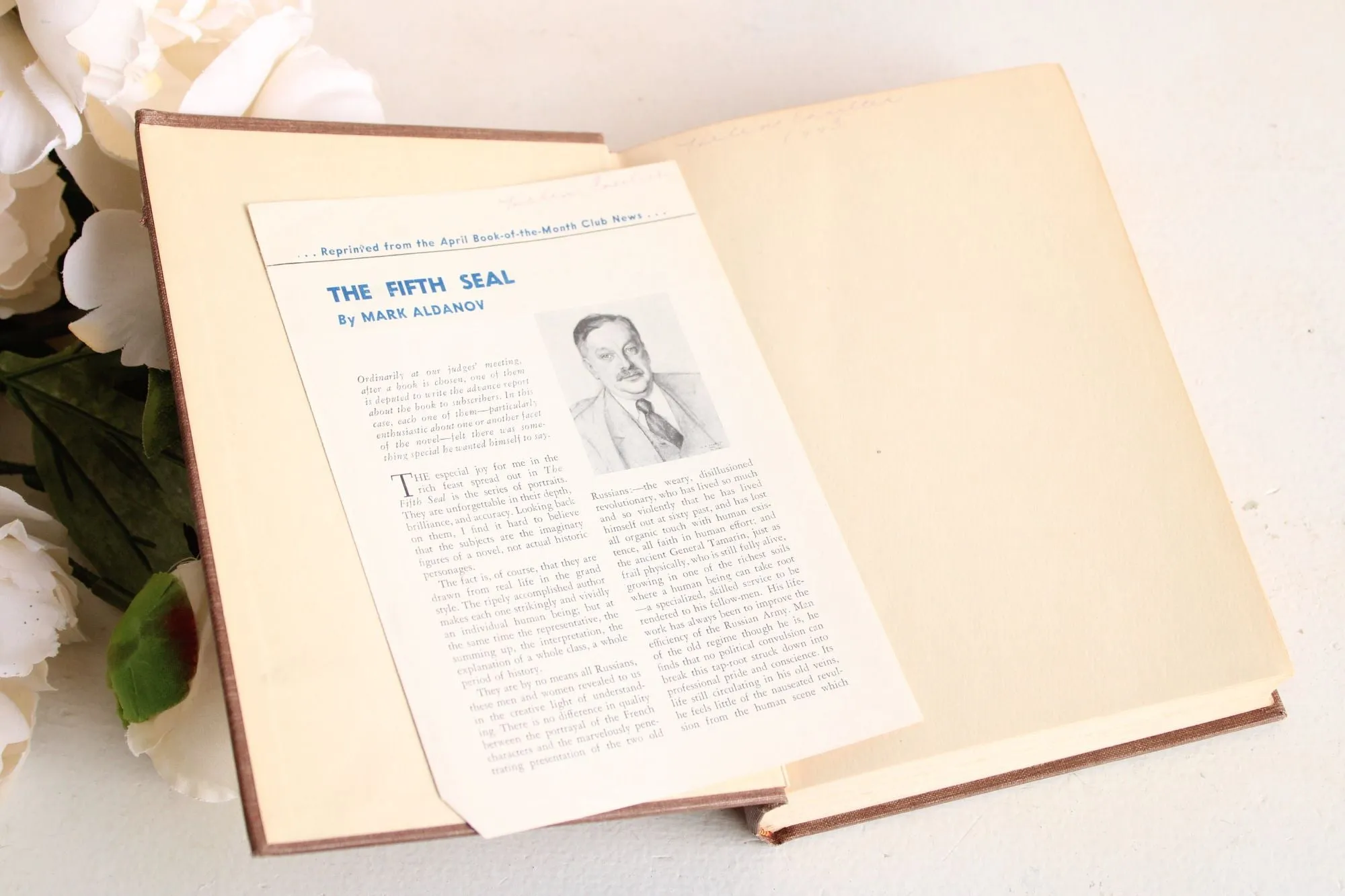 Vintage 1940s Book, " The Fifth Seal" by Mark Aldanov Published by Charles Scribner's Sons