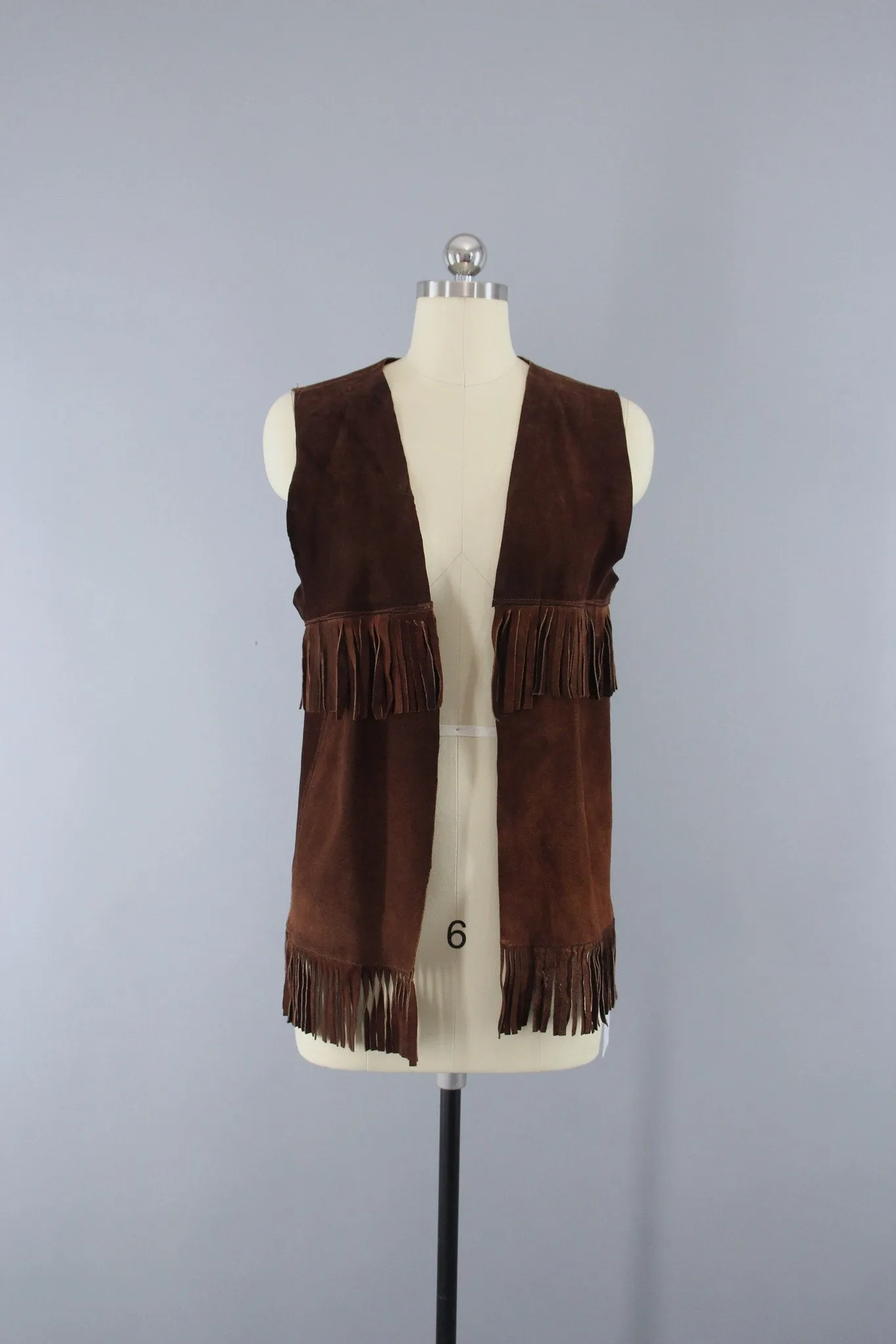 Vintage 1970s Suede Vest with Fringe