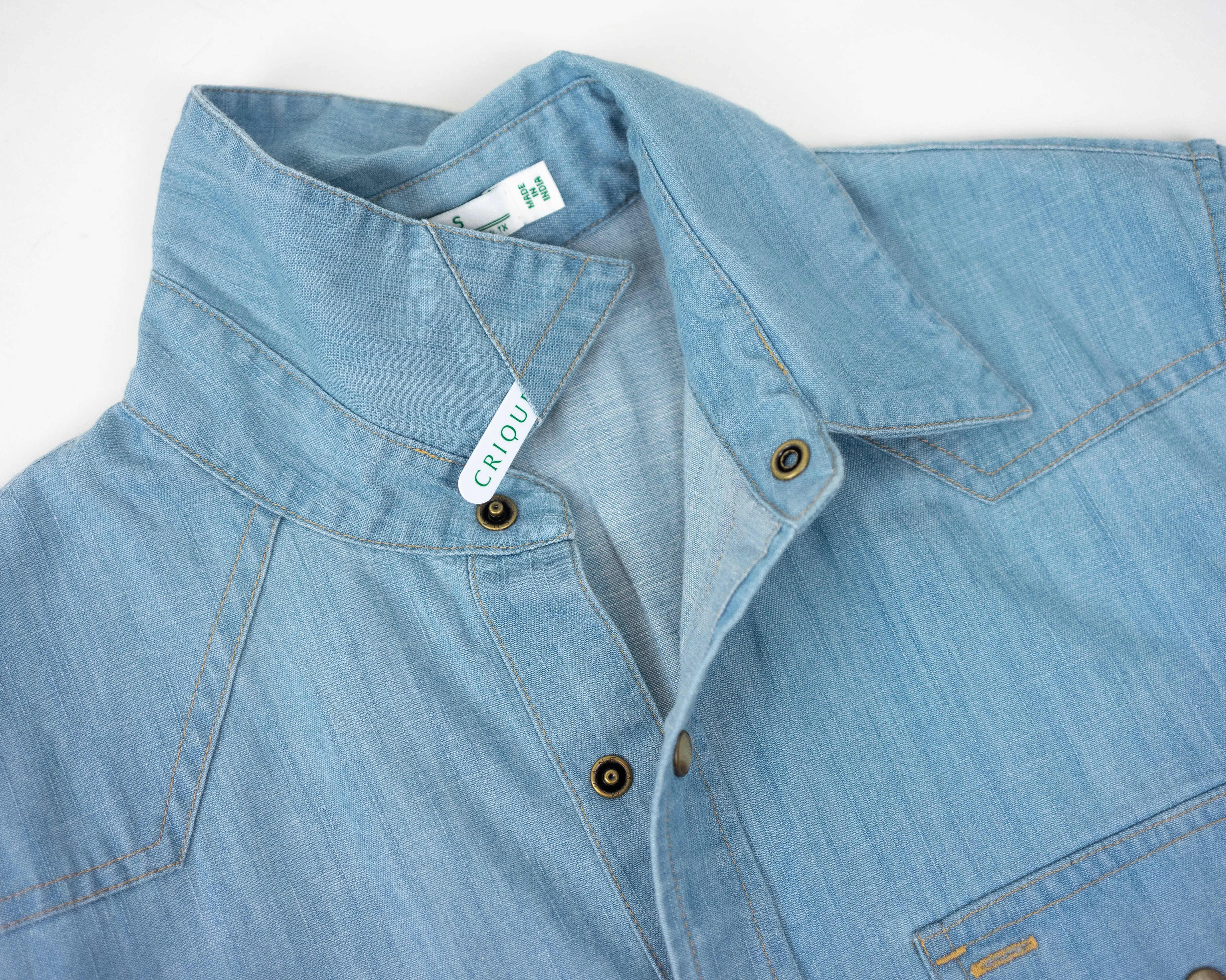 Western Denim Pearl Snap - Light Wash