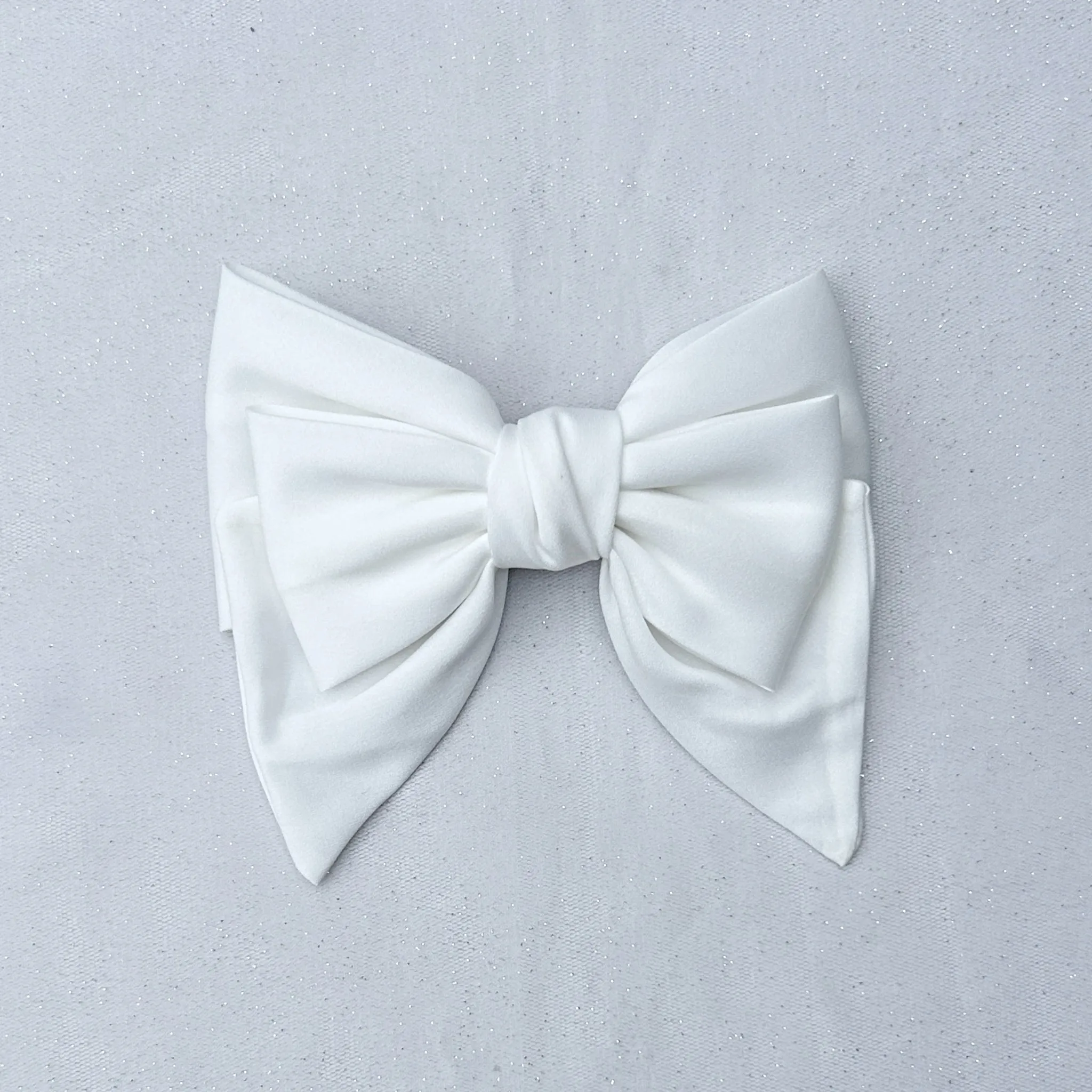 White Satin Hair Bow White Hair Clip